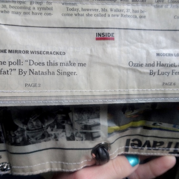 Upcycled Newspaper Unique One of a Kind Artsy Hipster Creative Shoulder Bag - Picture 6 of 8